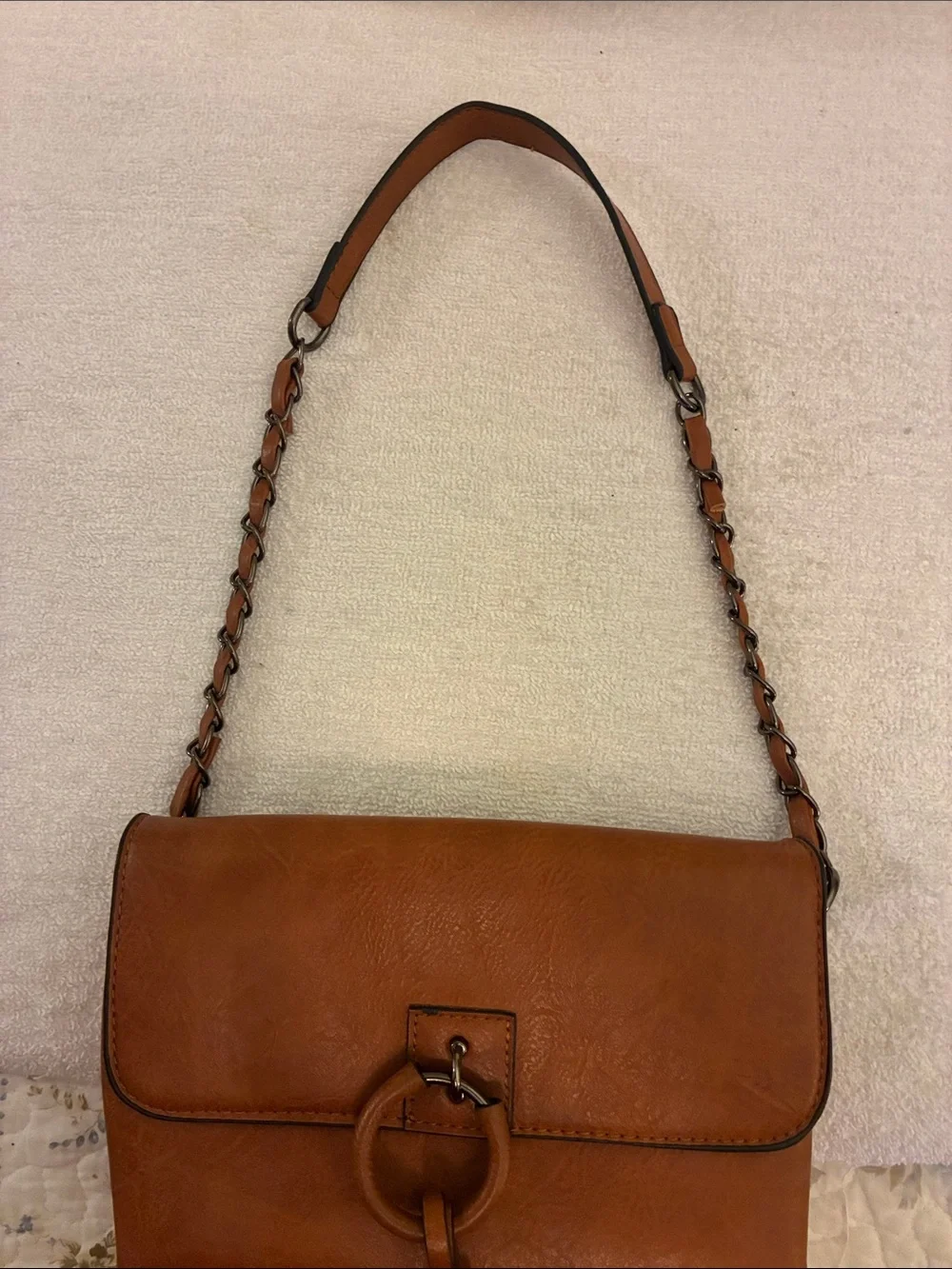 Sam & Hadley Cognac Style Shoulder Bag w/O-ring & magnetic flap closure
